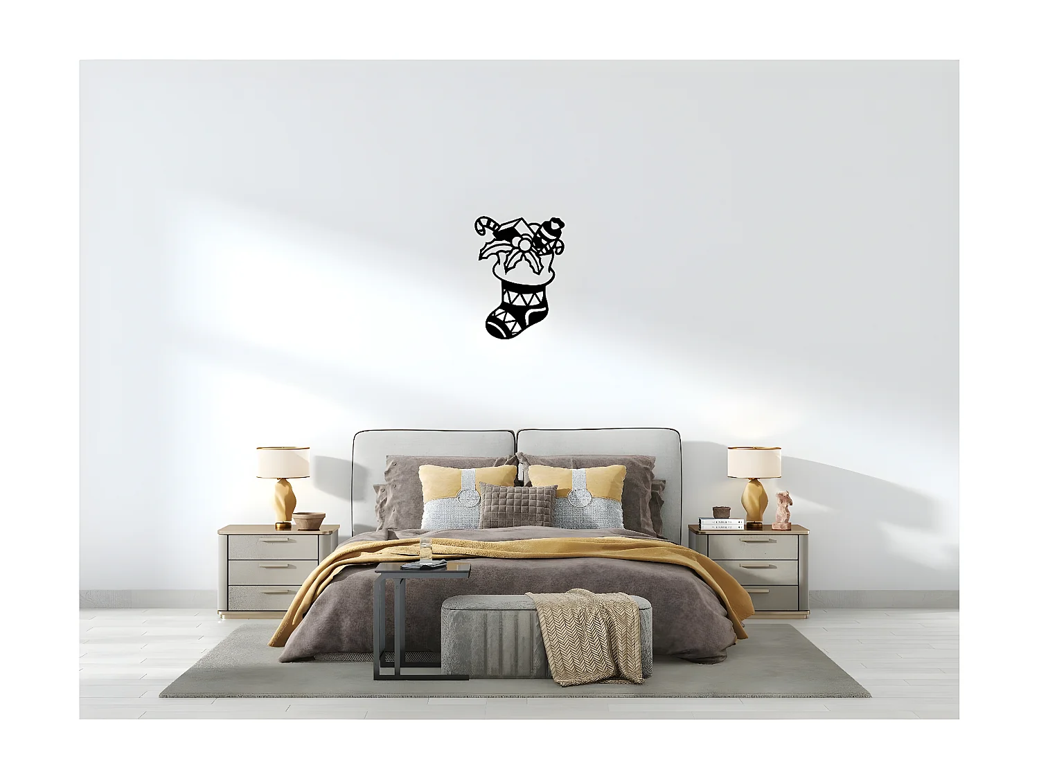 Décoration en Métal Bas de Noël, Noir, 29x1,5x40 cm, EPIKASA