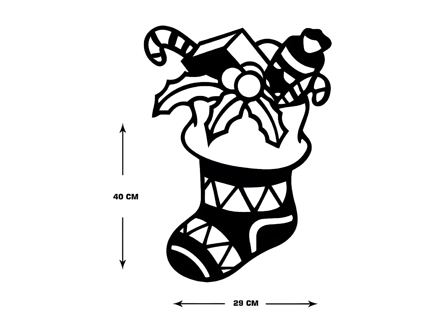 Décoration en Métal Bas de Noël, Noir, 29x1,5x40 cm, EPIKASA