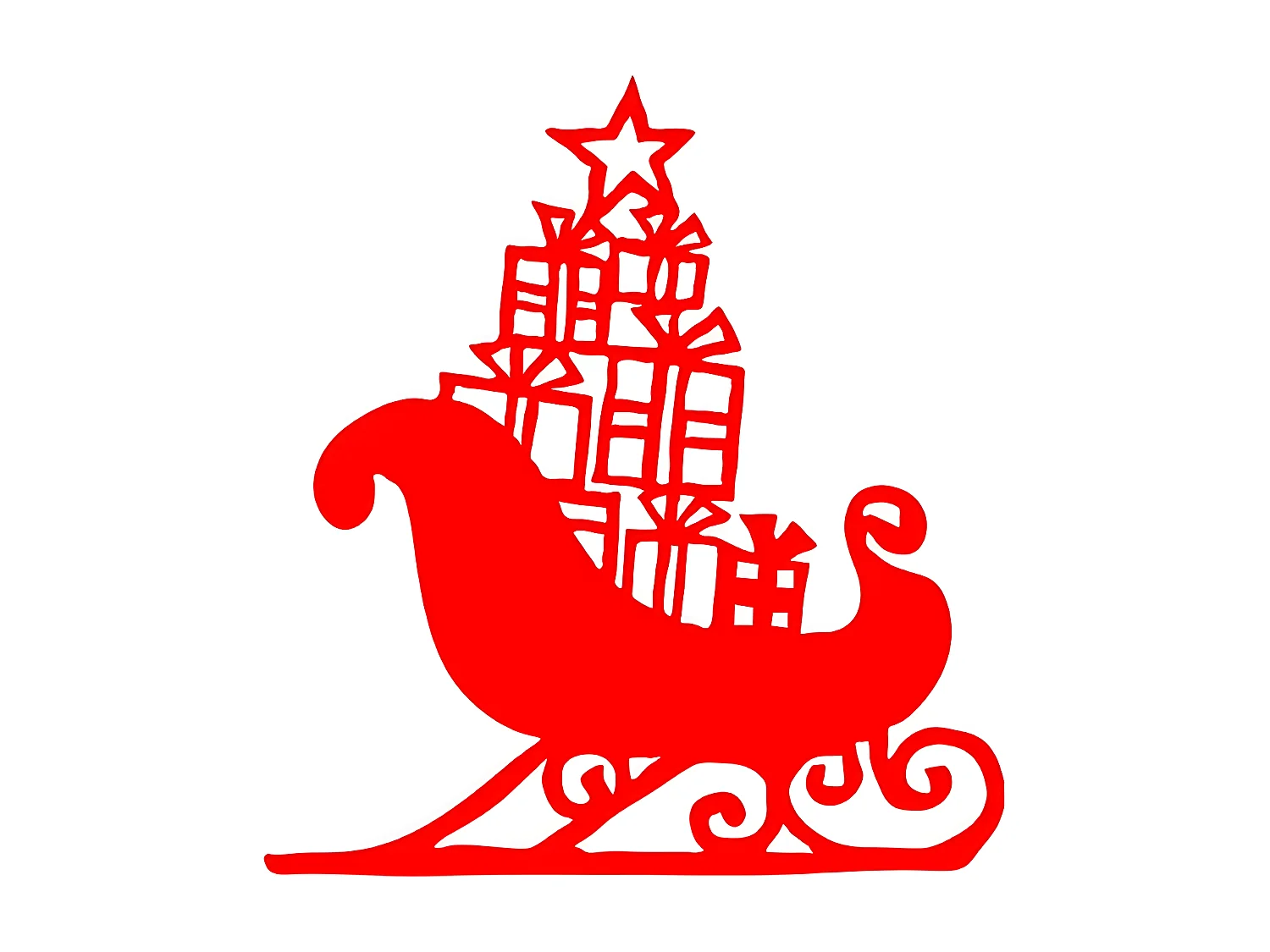 Decoração em Metal Trenó 7, Vermelho, 46x1,5x50 cm, EPIKASA