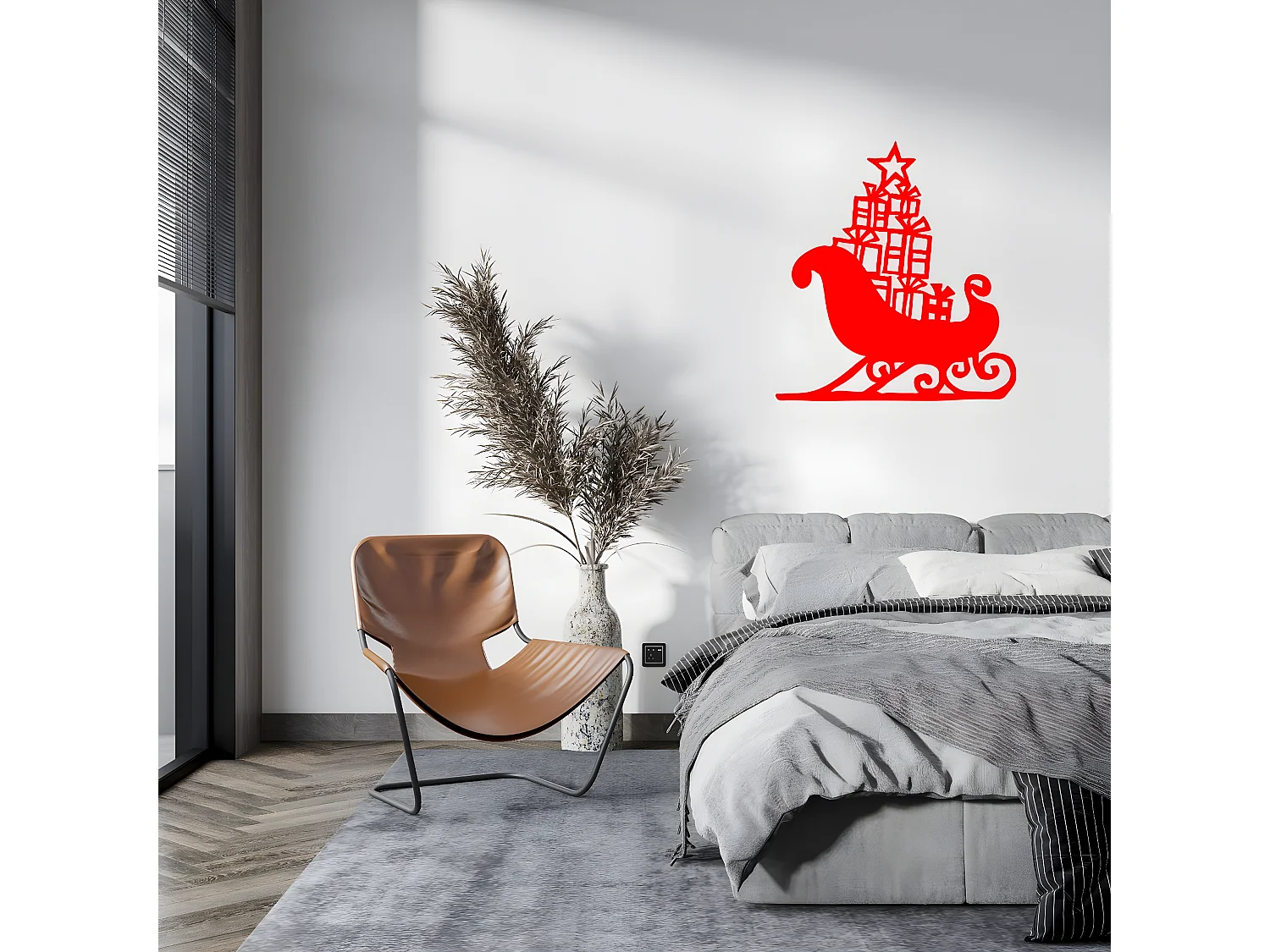 Decoração em Metal Trenó 7, Vermelho, 46x1,5x50 cm, EPIKASA