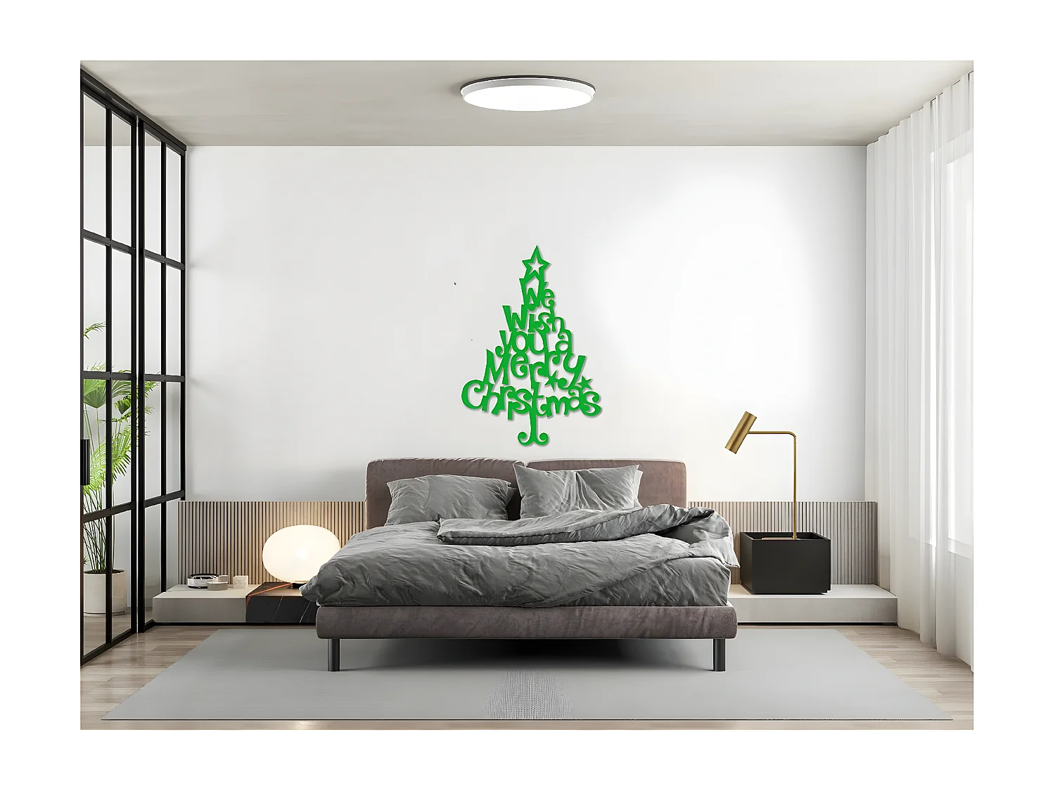 Décoration en Métal Joyeux Noël 12, Vert, 70x1,5x100 cm, EPIKASA