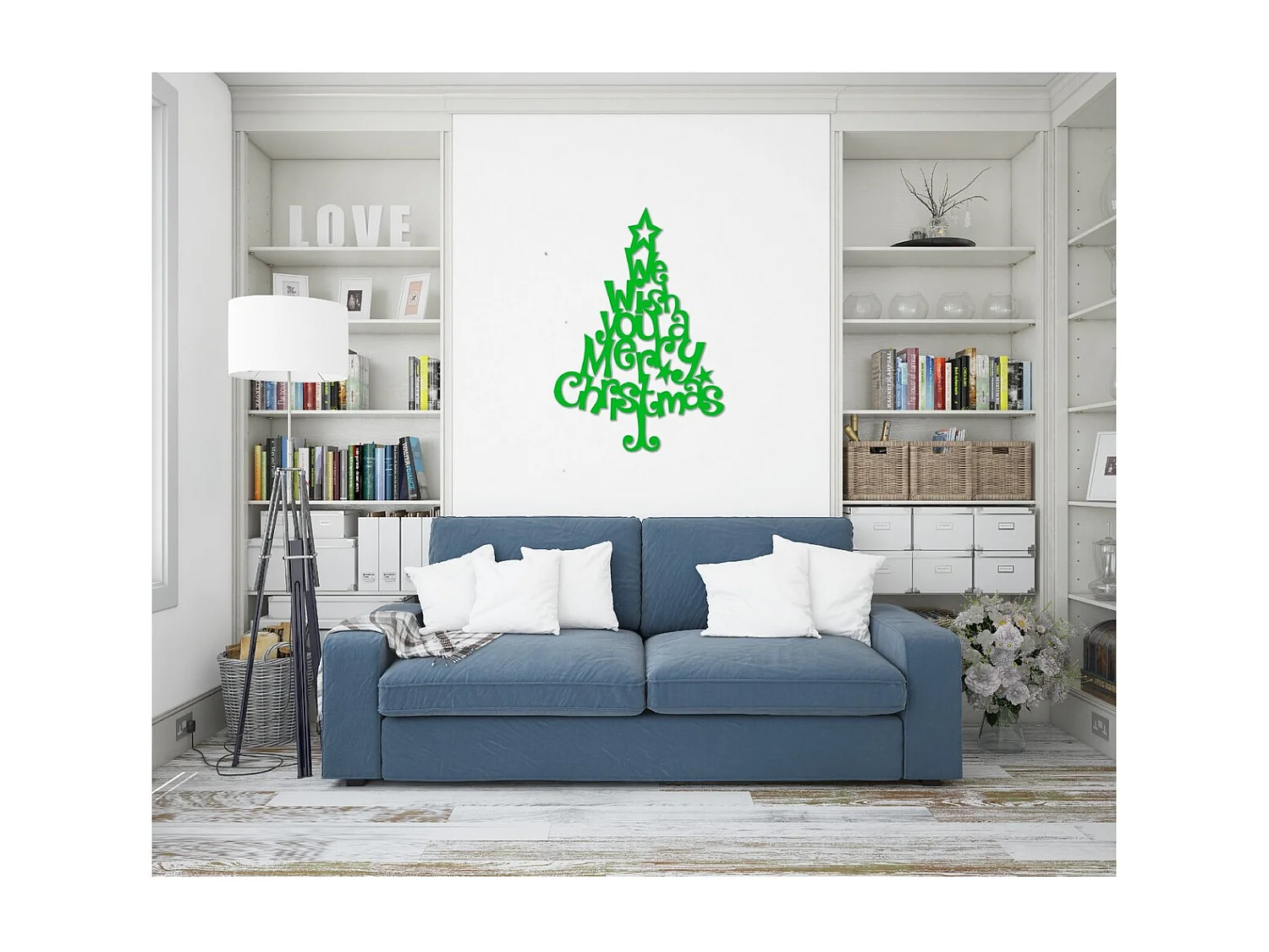 Décoration en Métal Joyeux Noël 12, Vert, 70x1,5x100 cm, EPIKASA