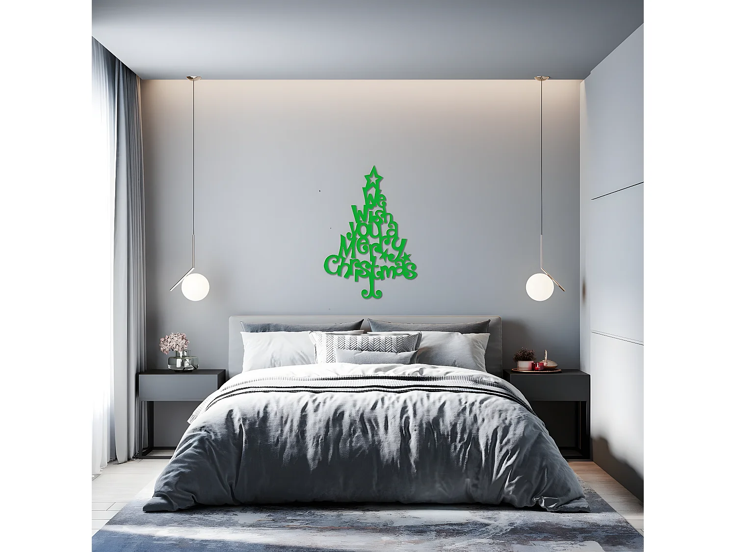Décoration en Métal Joyeux Noël 12, Vert, 70x1,5x100 cm, EPIKASA