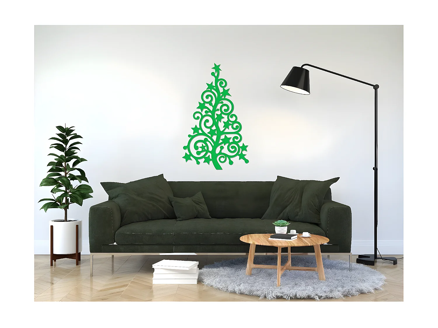 Decoração em Metal Árvore de Natal 9, Verde, 56x1,5x90 cm, EPIKASA