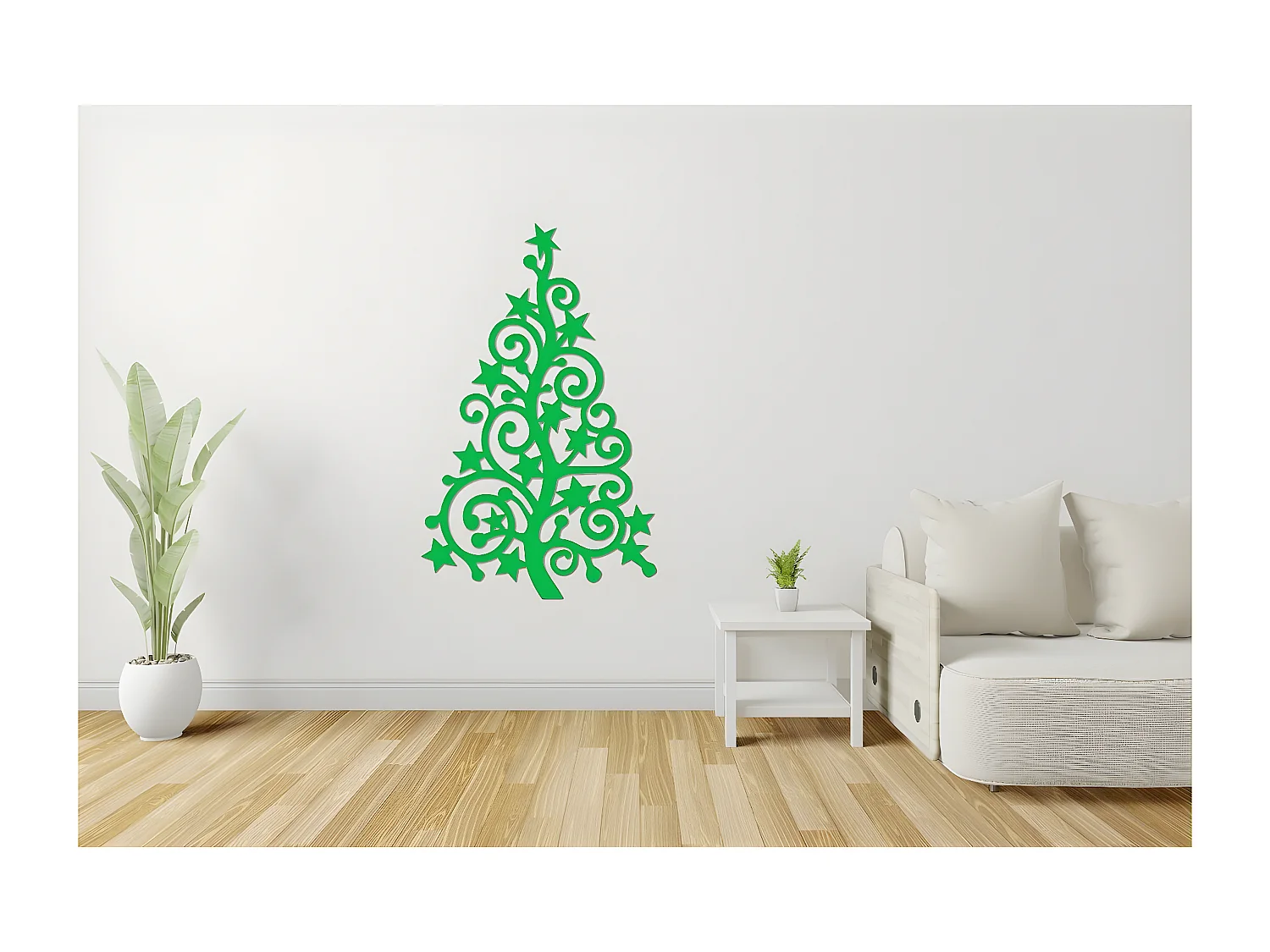 Decoração em Metal Árvore de Natal 9, Verde, 56x1,5x90 cm, EPIKASA