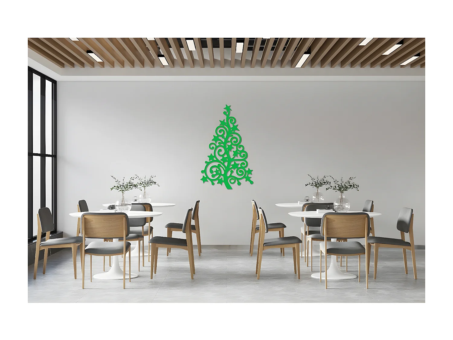 Decoração em Metal Árvore de Natal 9, Verde, 56x1,5x90 cm, EPIKASA
