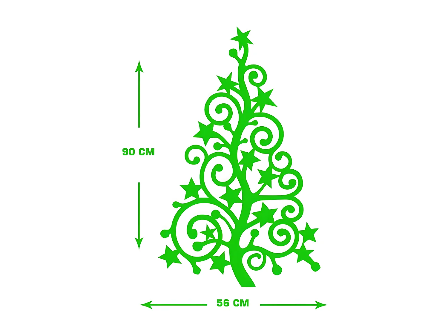 Decoração em Metal Árvore de Natal 9, Verde, 56x1,5x90 cm, EPIKASA