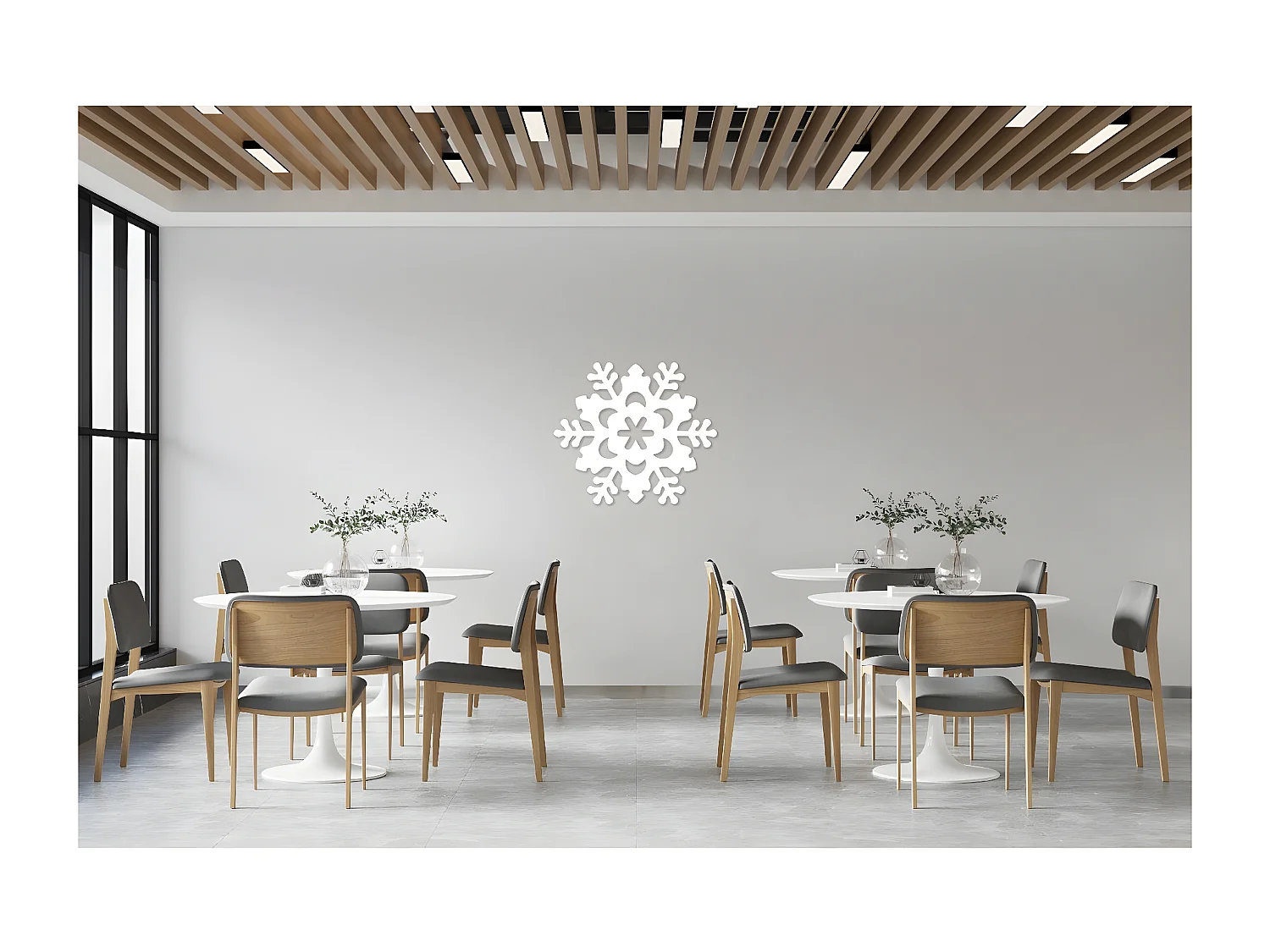 Decorazione in Metallo Fiocco di Neve 5, Bianco, 50x1,5x44 cm, EPIKASA