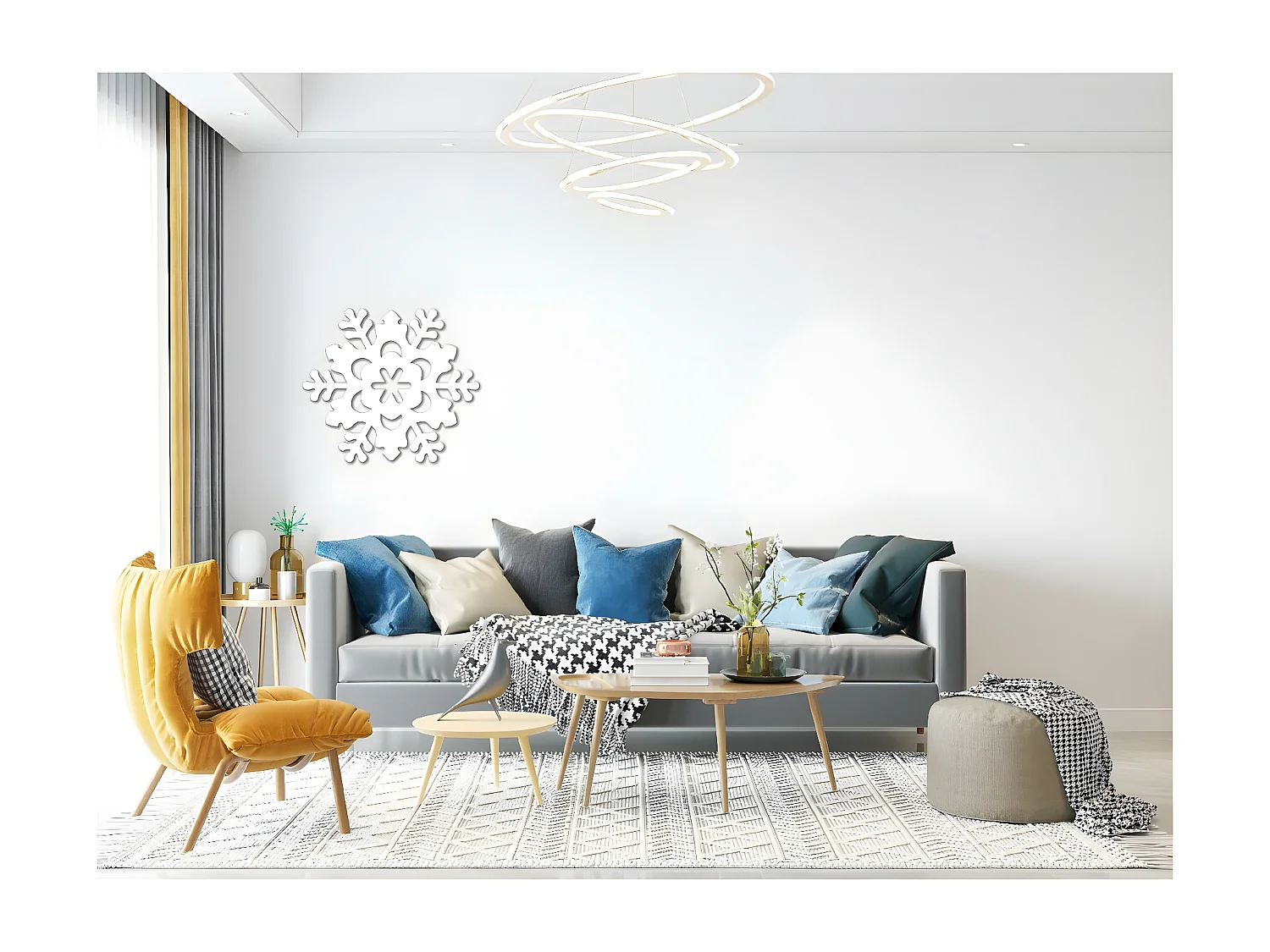 Decorazione in Metallo Fiocco di Neve 5, Bianco, 50x1,5x44 cm, EPIKASA