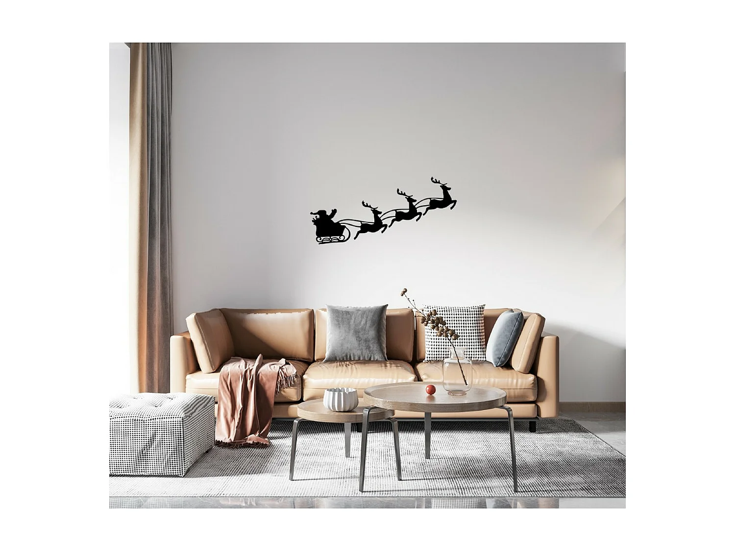 Décoration en Métal Traîneau 3, Noir, 100x1,5x46 cm, EPIKASA