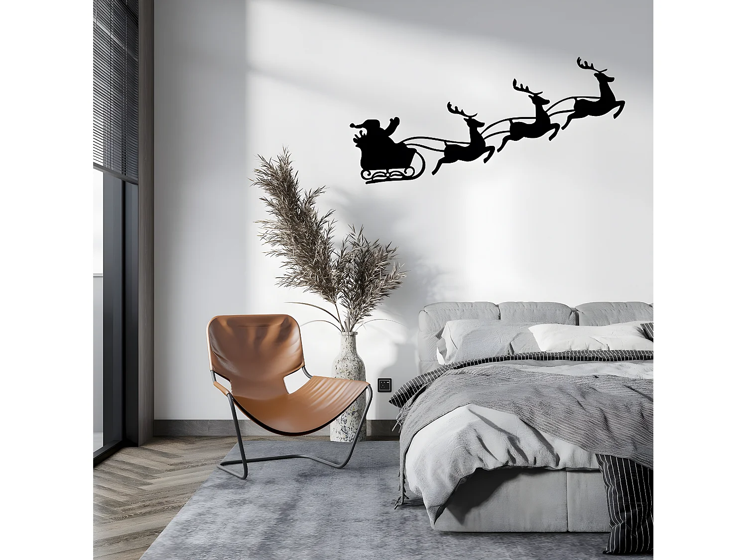 Décoration en Métal Traîneau 3, Noir, 100x1,5x46 cm, EPIKASA