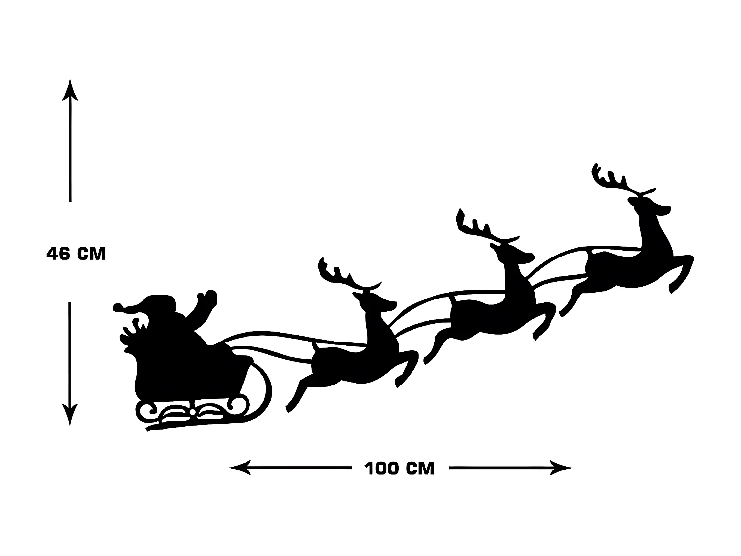 Décoration en Métal Traîneau 3, Noir, 100x1,5x46 cm, EPIKASA