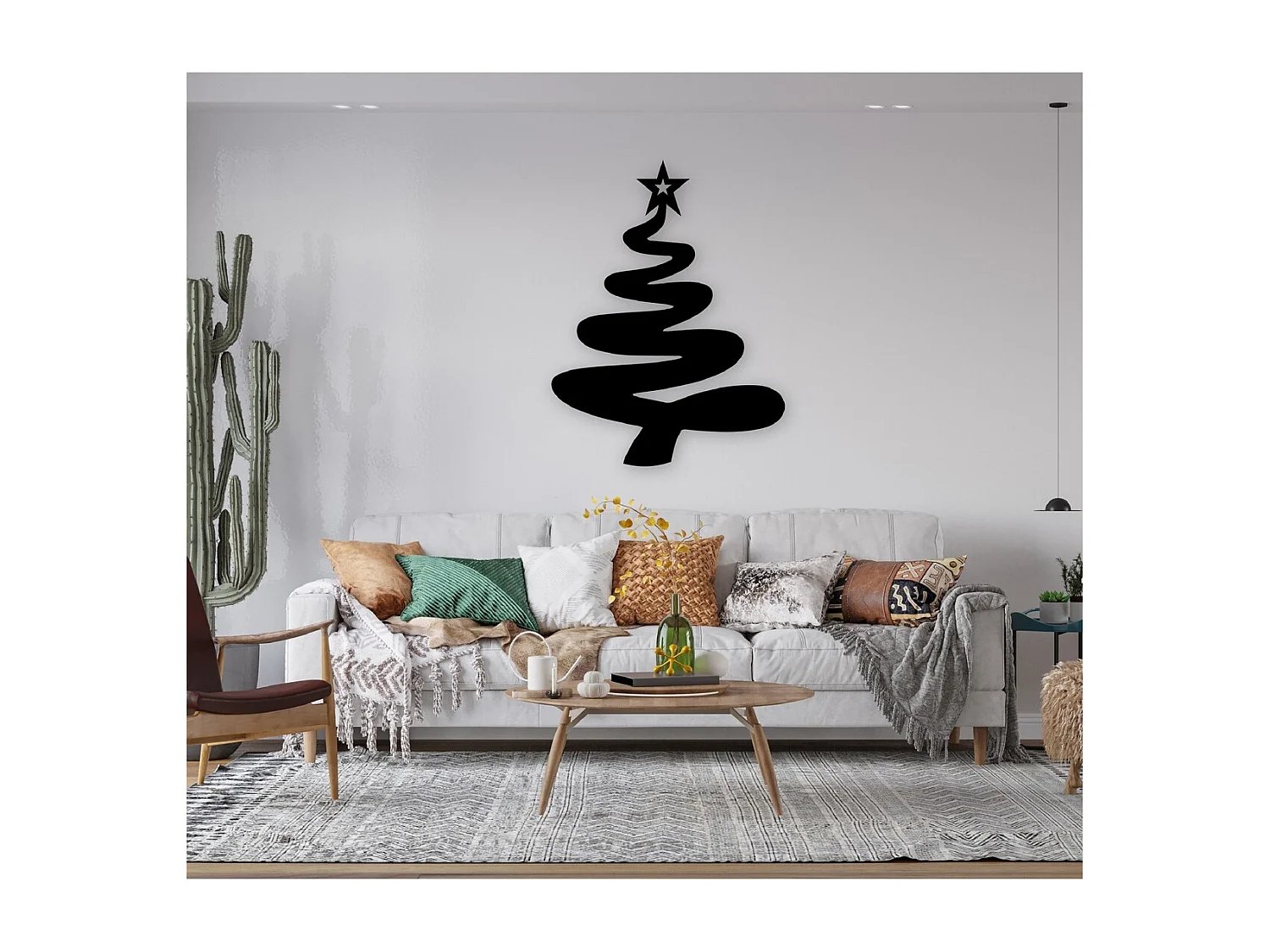 Décoration en Métal Arbre de Noël 2, Noir, 71x1,5x93 cm, EPIKASA