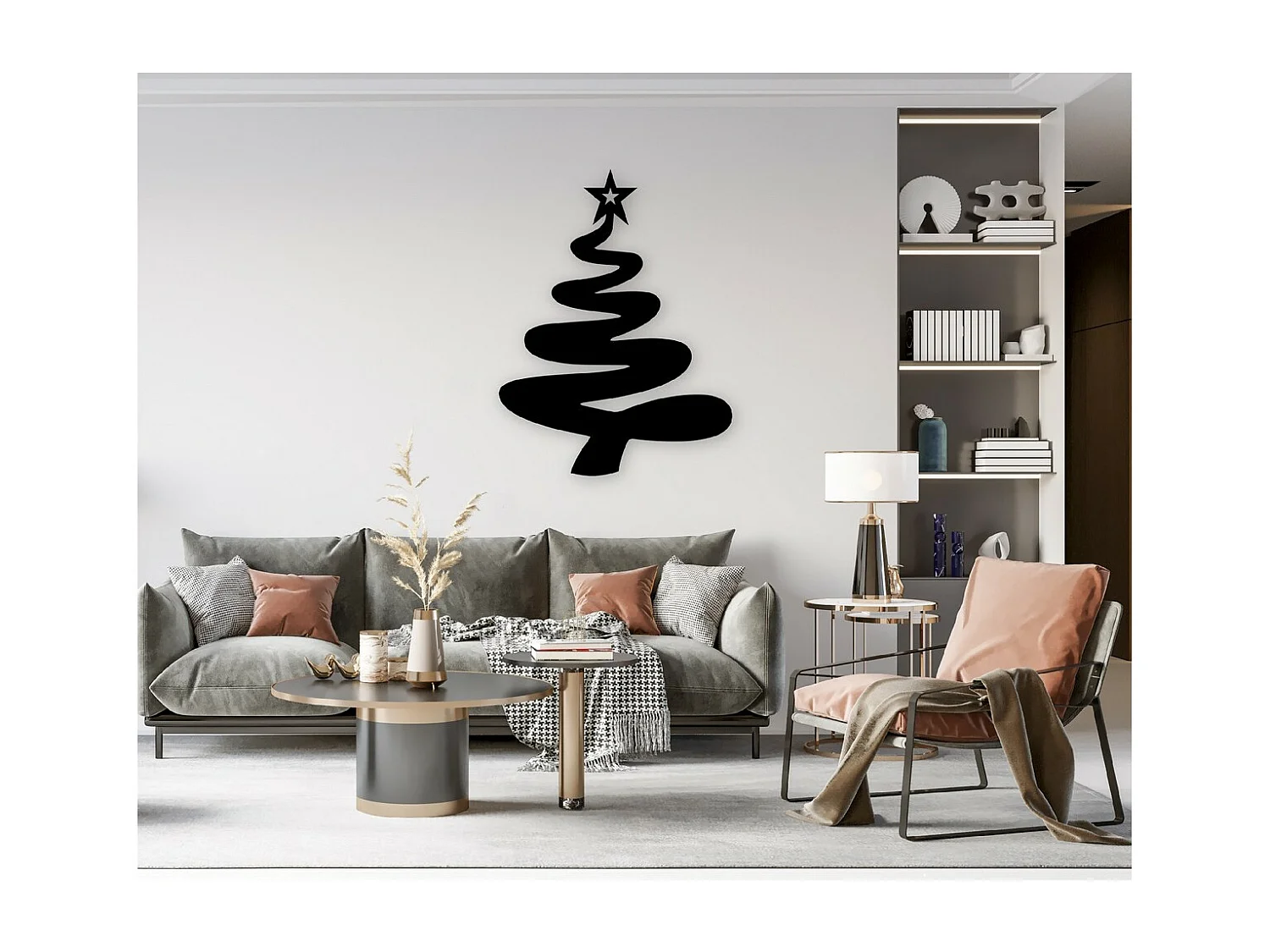 Décoration en Métal Arbre de Noël 2, Noir, 71x1,5x93 cm, EPIKASA