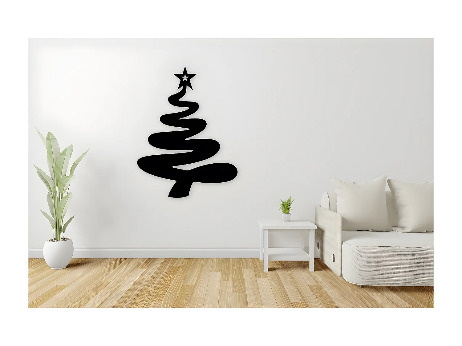 Décoration en Métal Arbre de Noël 2, Noir, 71x1,5x93 cm, EPIKASA