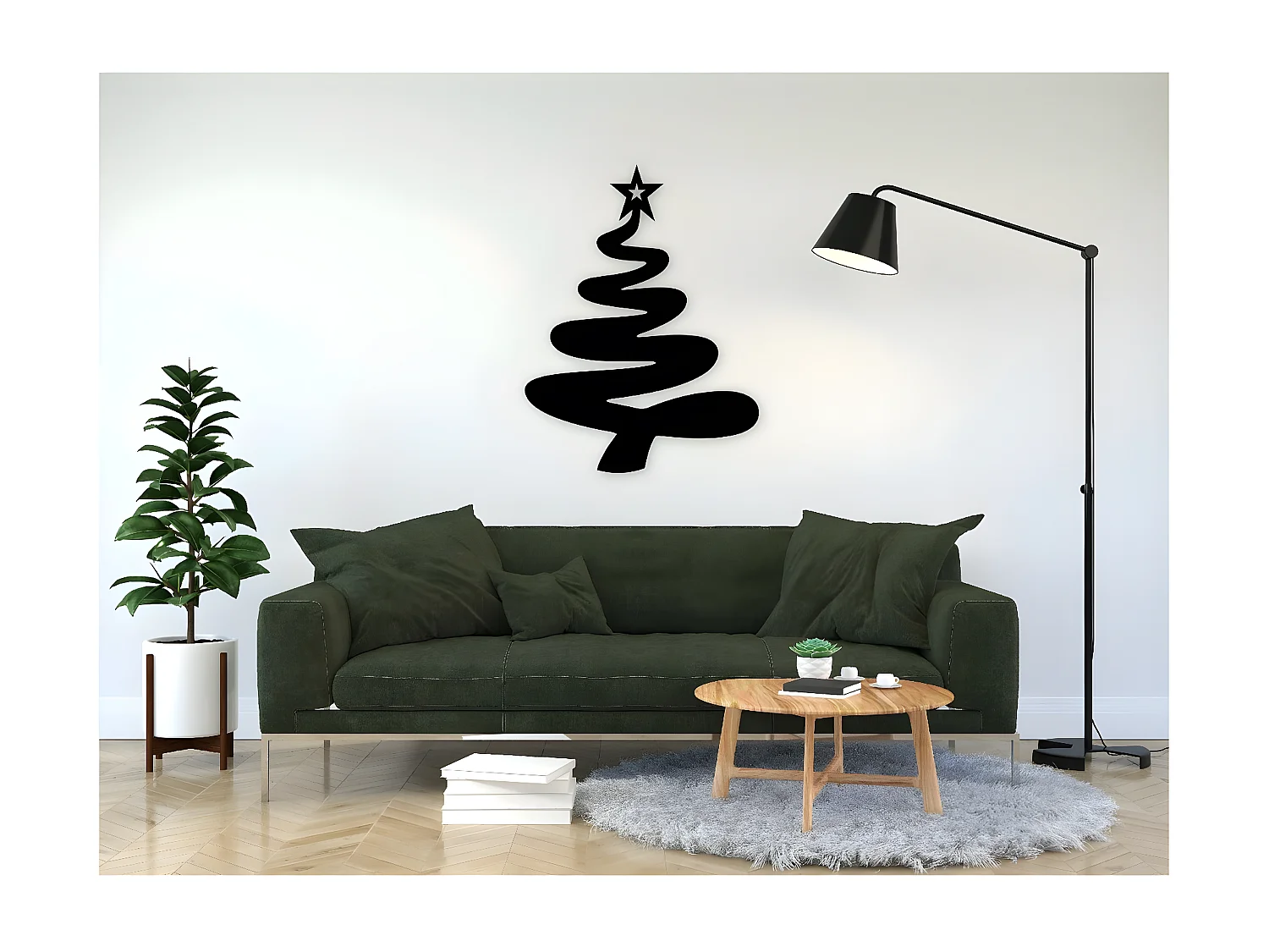 Décoration en Métal Arbre de Noël 2, Noir, 71x1,5x93 cm, EPIKASA