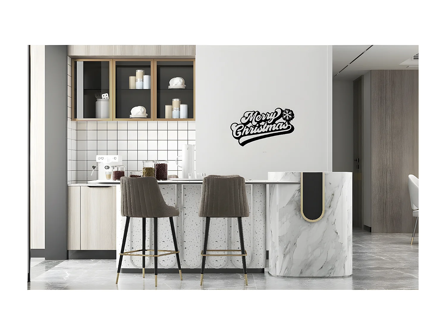 Decoração em Metal Feliz Natal 7, Preto, 50x1,5x30 cm, EPIKASA