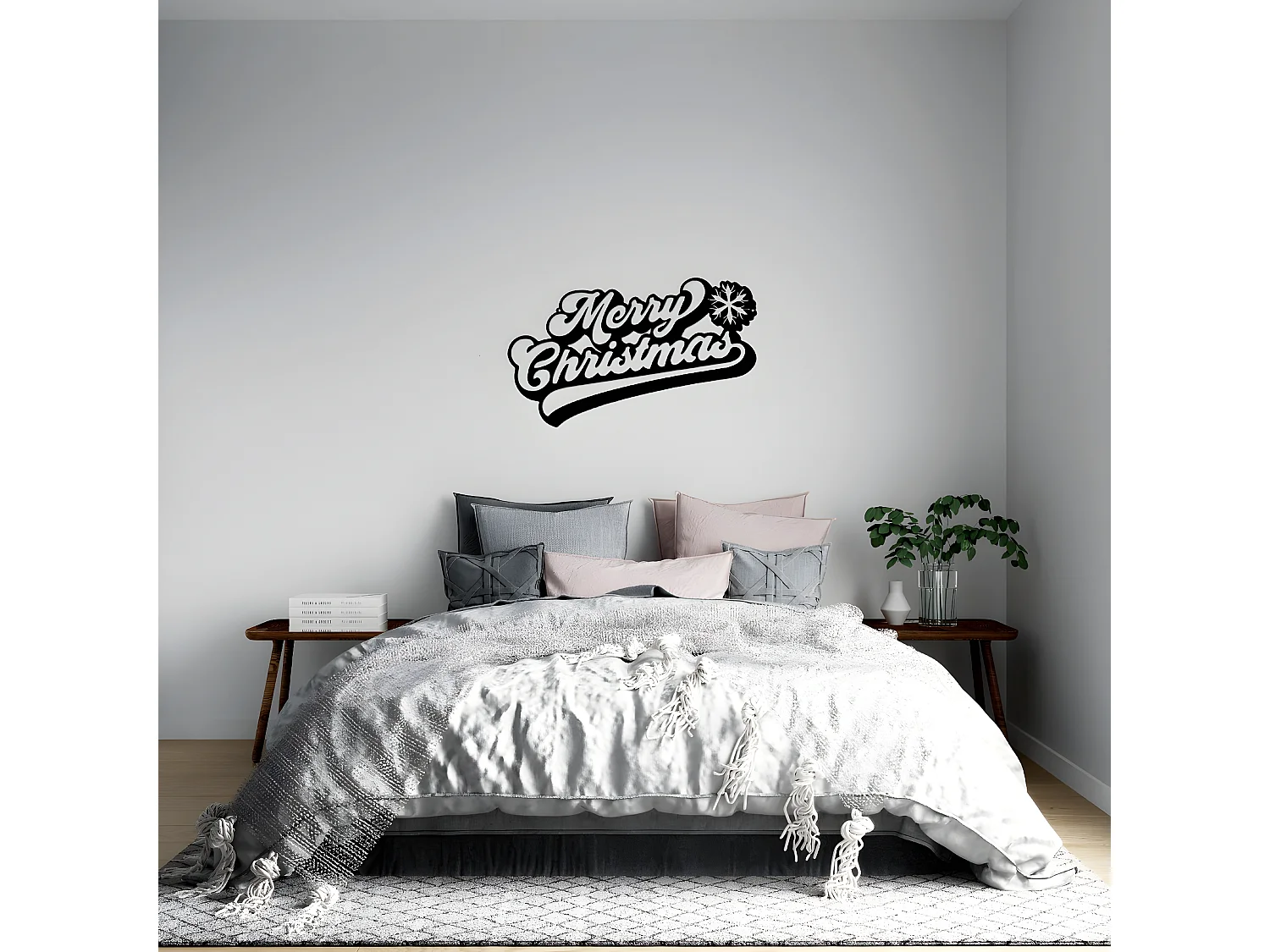 Decoração em Metal Feliz Natal 7, Preto, 50x1,5x30 cm, EPIKASA