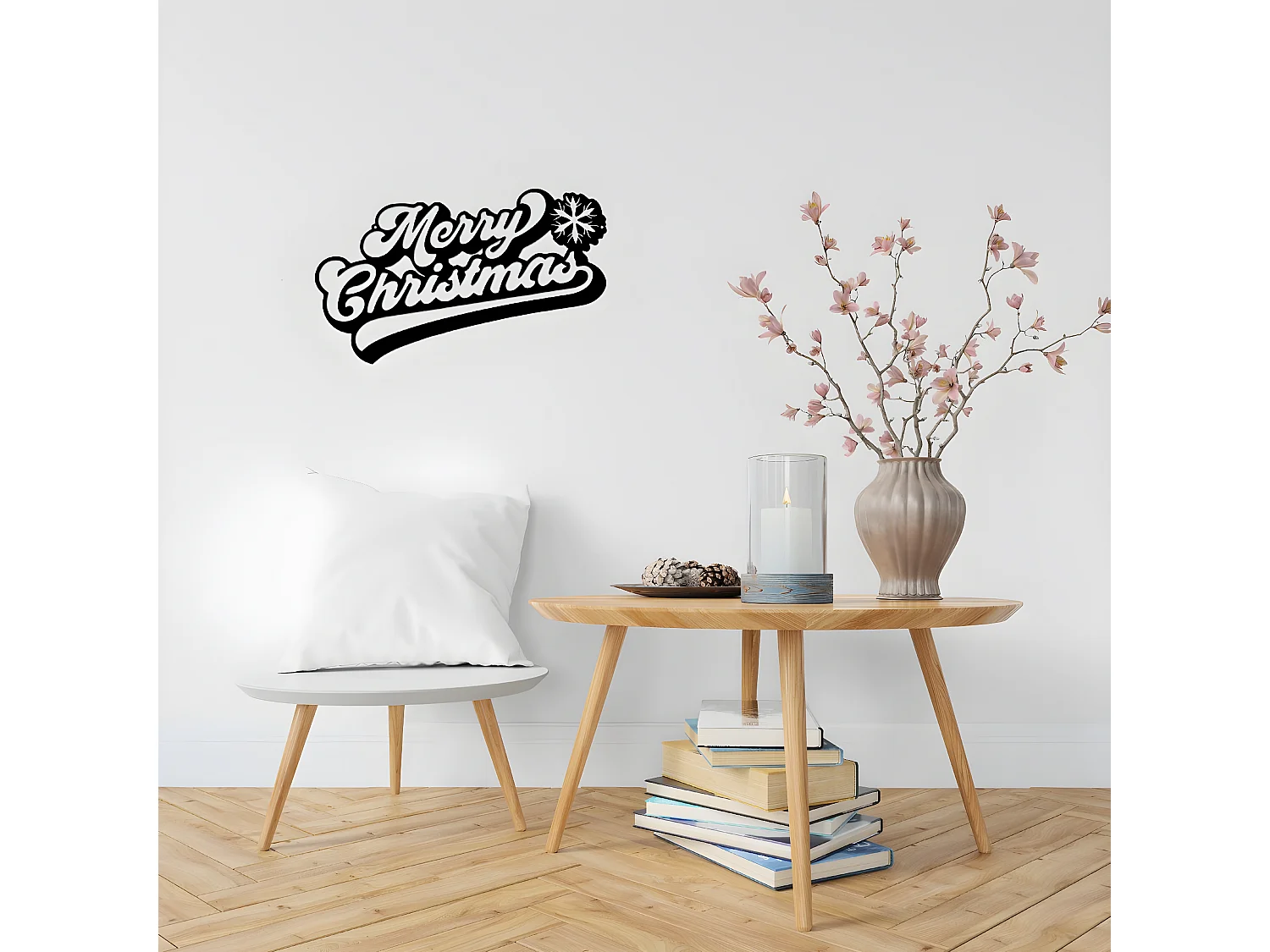 Decoração em Metal Feliz Natal 7, Preto, 50x1,5x30 cm, EPIKASA