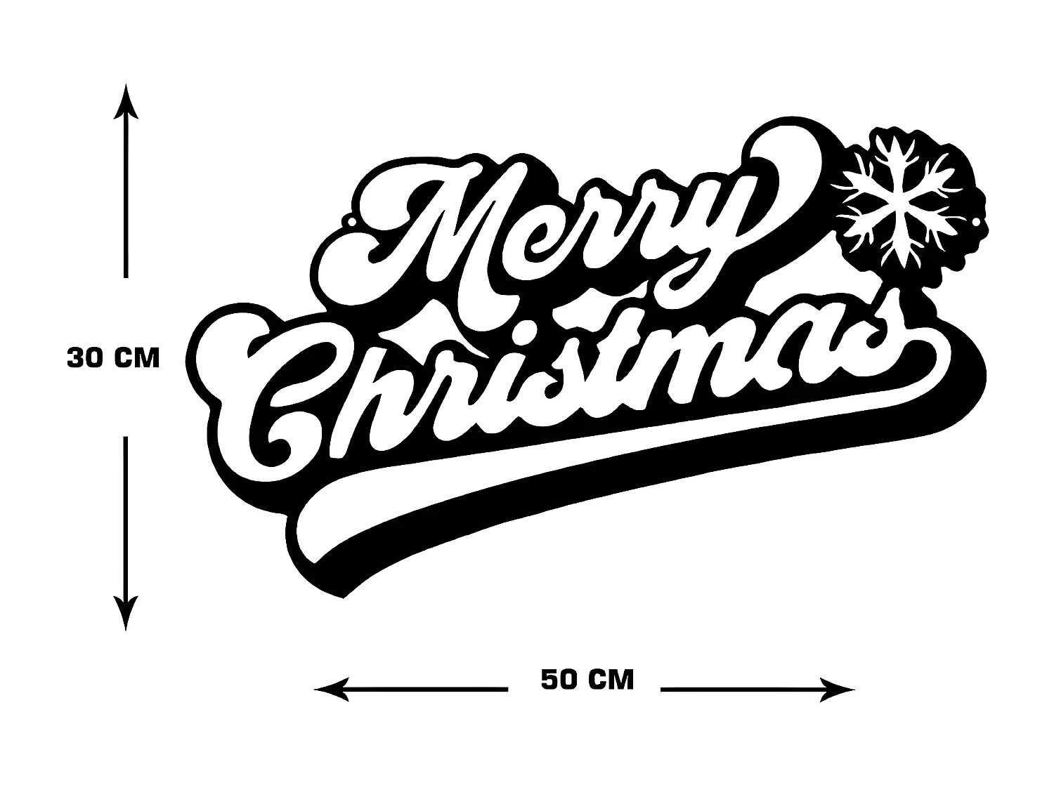 Decoração em Metal Feliz Natal 7, Preto, 50x1,5x30 cm, EPIKASA