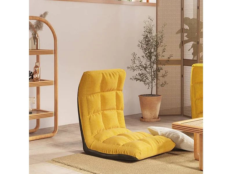 Chaise pliable de sol Jaune moutarde Tissu