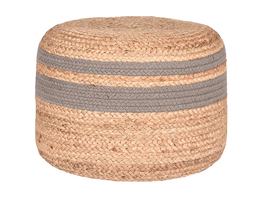 Pouf Jute tressé Gris et naturel