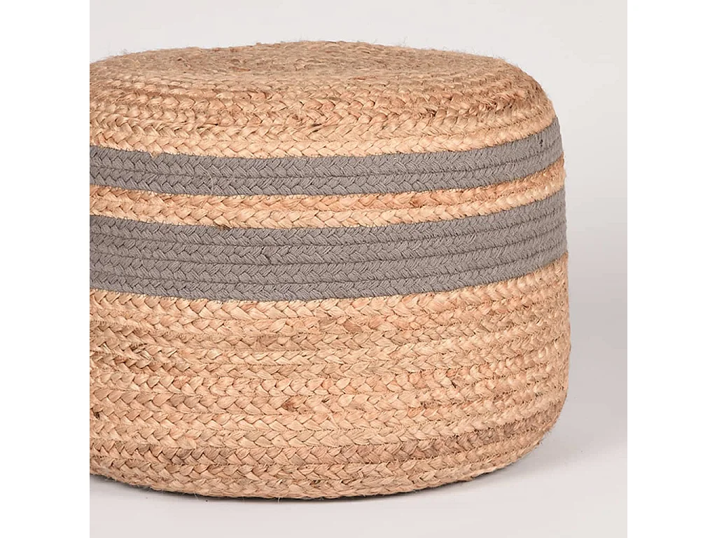 Pouf Jute tressé Gris et naturel
