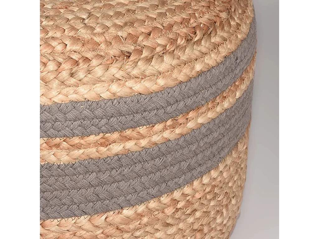 Pouf Jute tressé Gris et naturel
