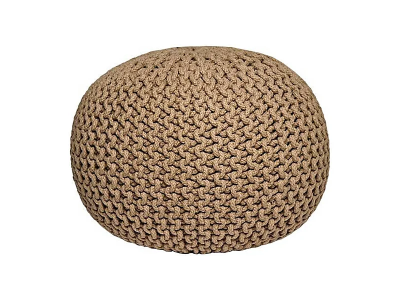 LABEL51 Pouf Gestrickt Baumwolle M Beige
