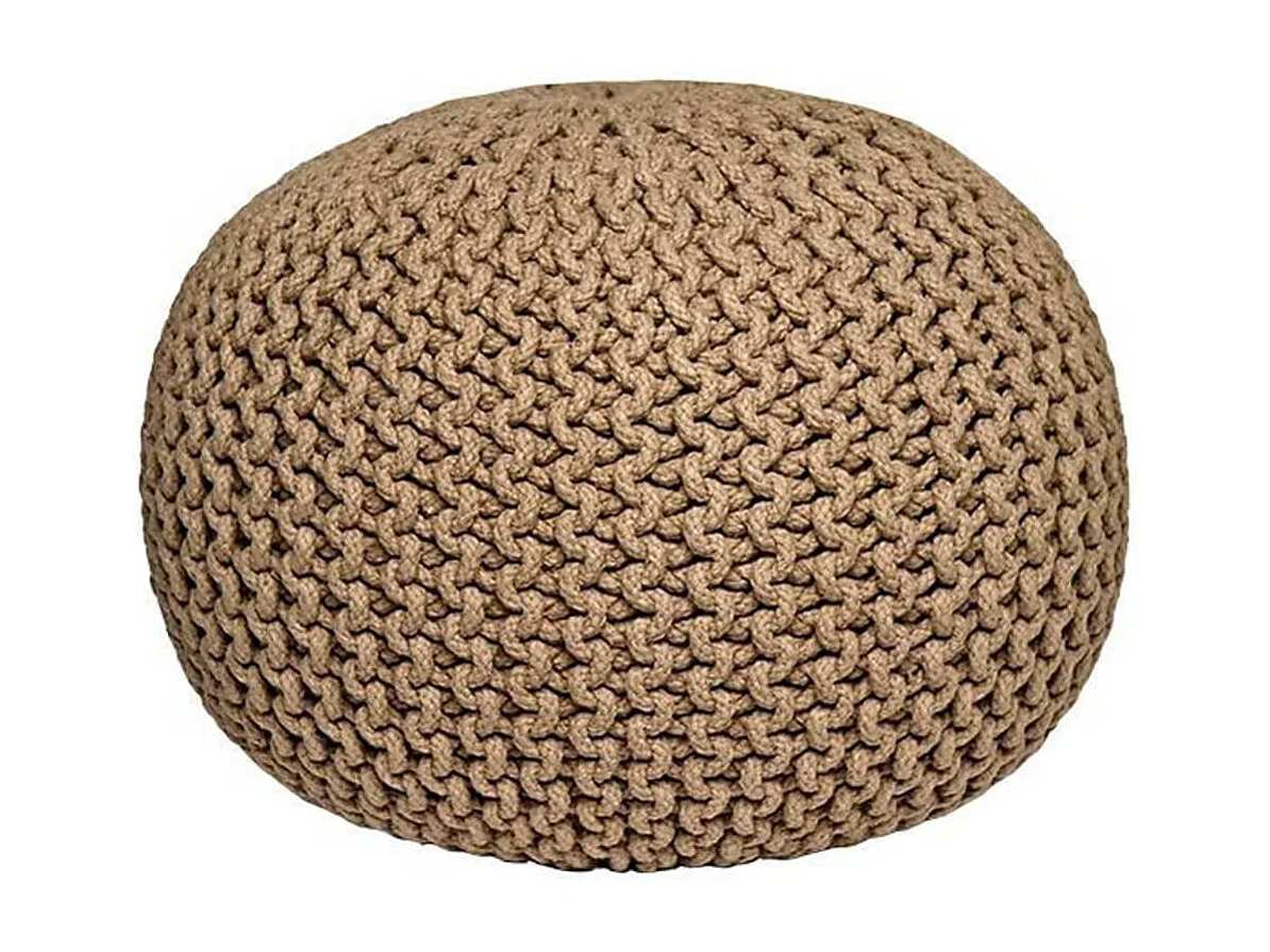 Pouf tricoté Coton M Beige