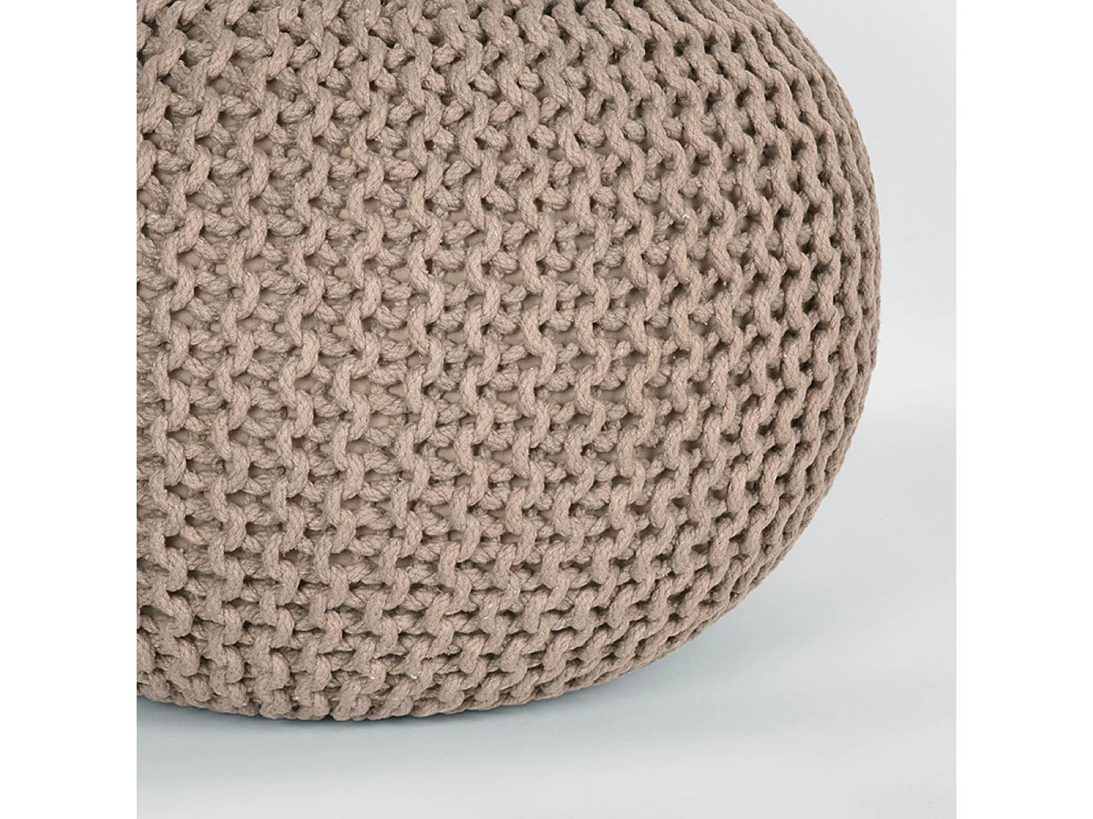 Pouf tricoté Coton M Beige