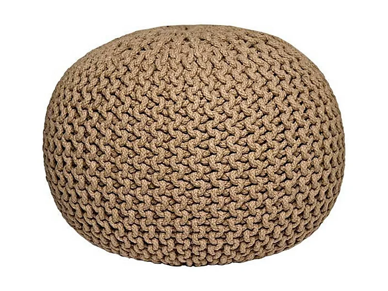 Pouf tricoté Coton M Beige