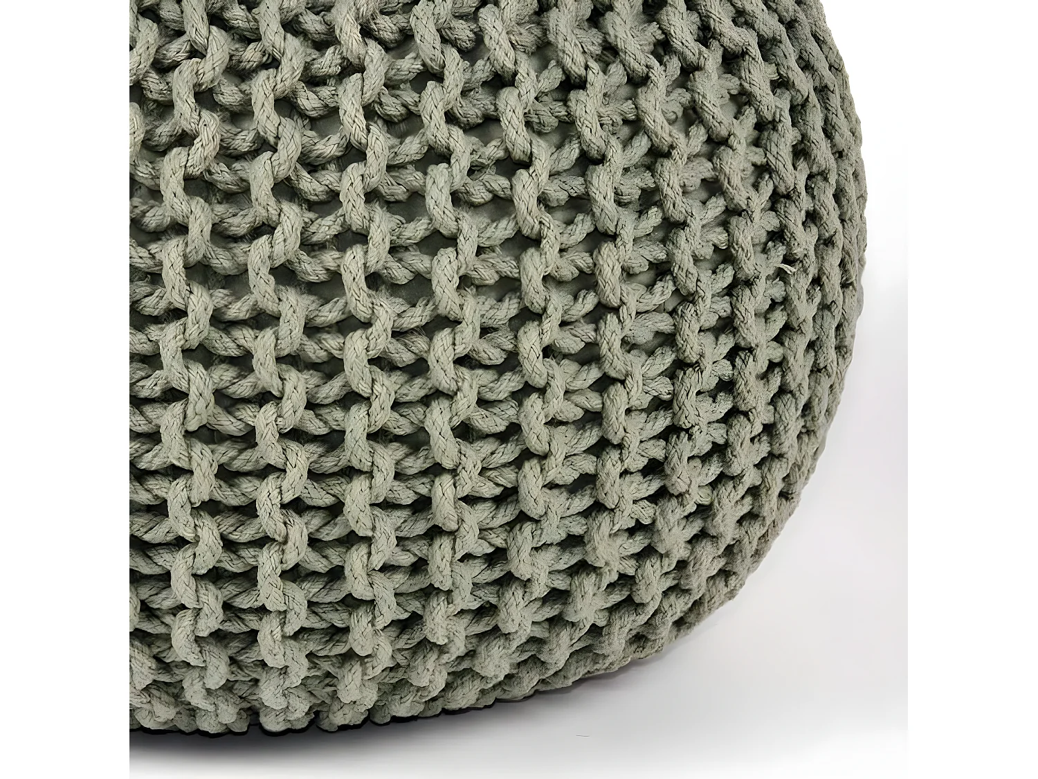 Poef Knitted - Olijfgroen - Katoen - L