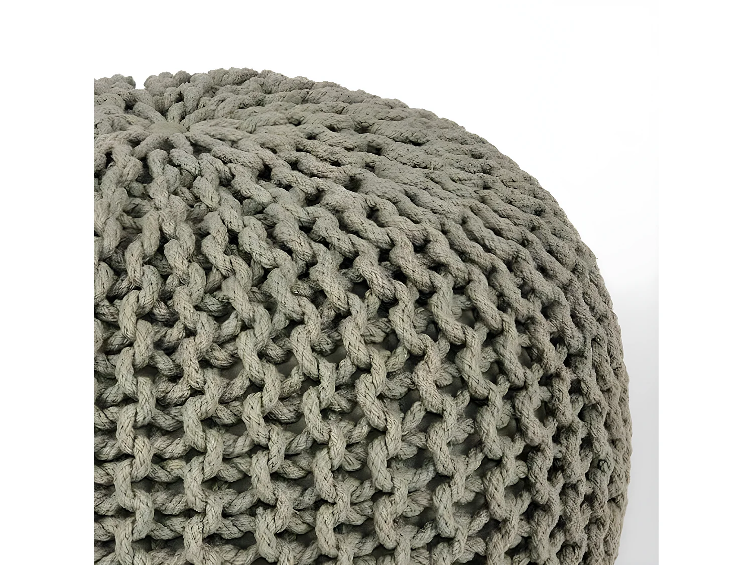 Pouf tricoté Coton L Vert olive