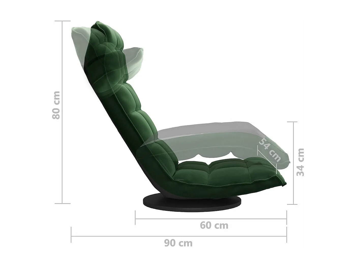 Chaise de sol pivotante Vert foncé Velours