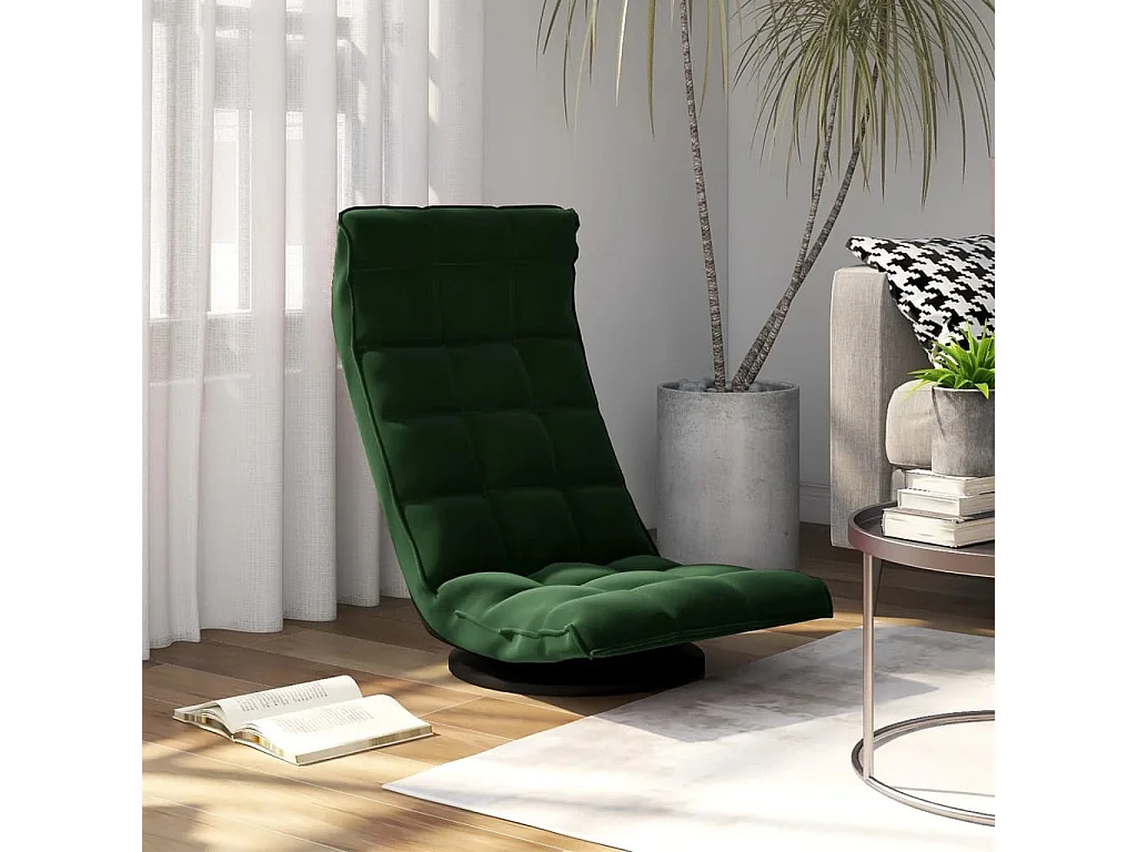 Chaise de sol pivotante Vert foncé Velours