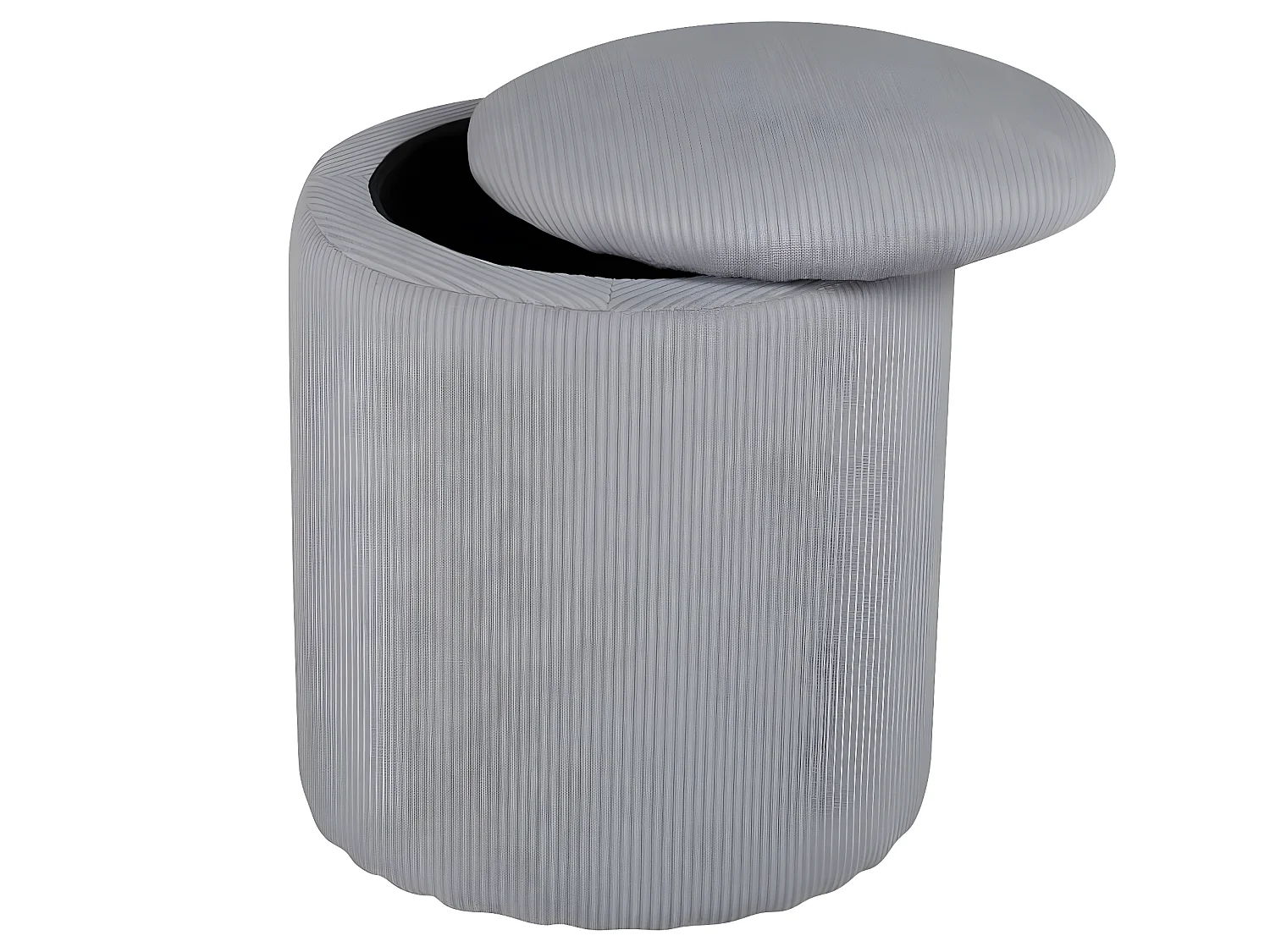 Pouf Coffre en Velours Côtelé "Limpen" 40cm Gris