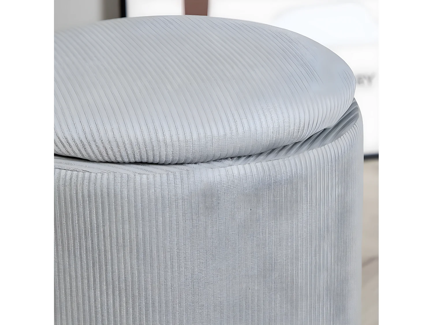 Pouf Coffre en Velours Côtelé "Limpen" 40cm Gris