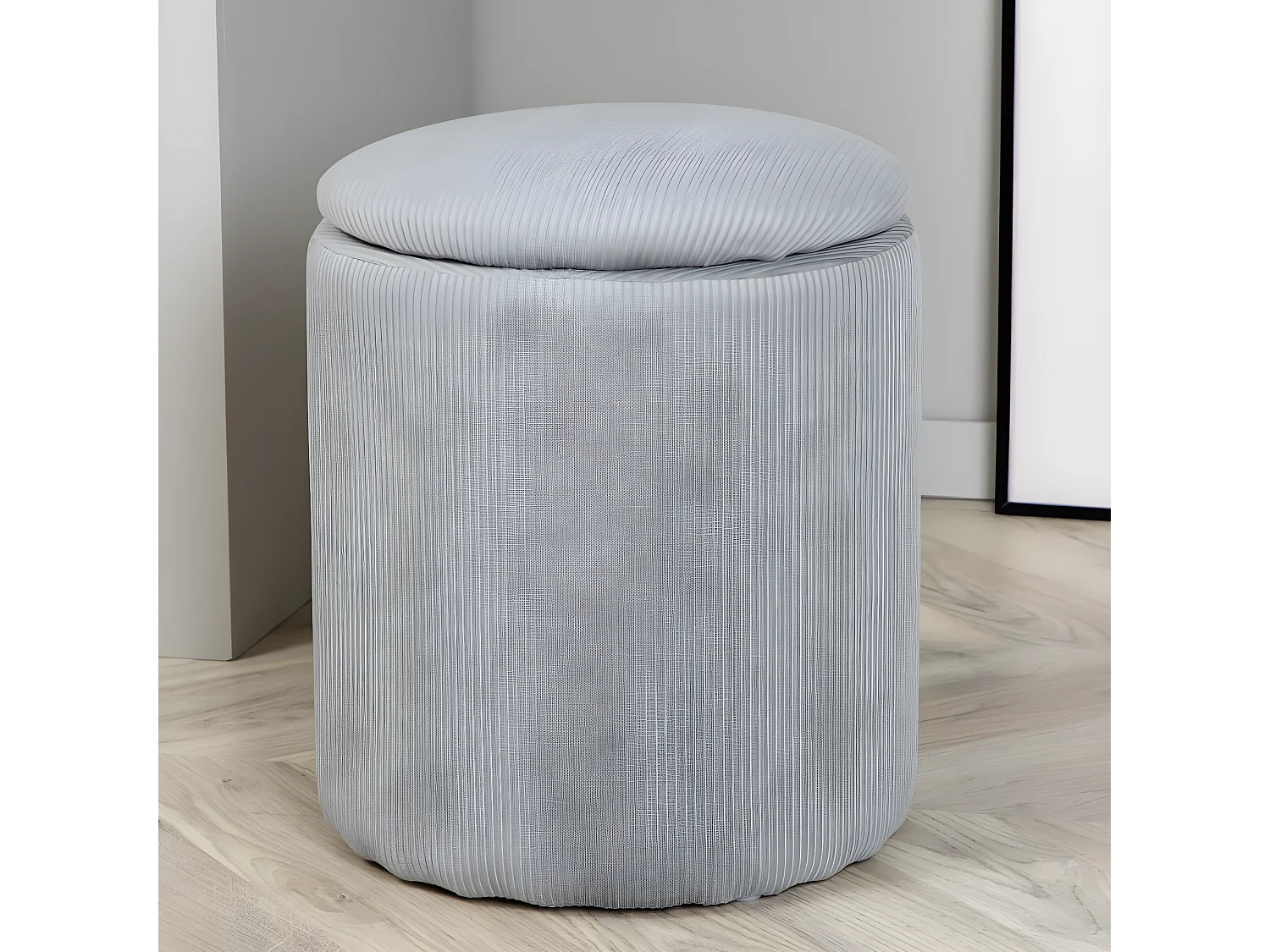 Pouf Limpen 32x32x40 cm Velours côtelé Gris