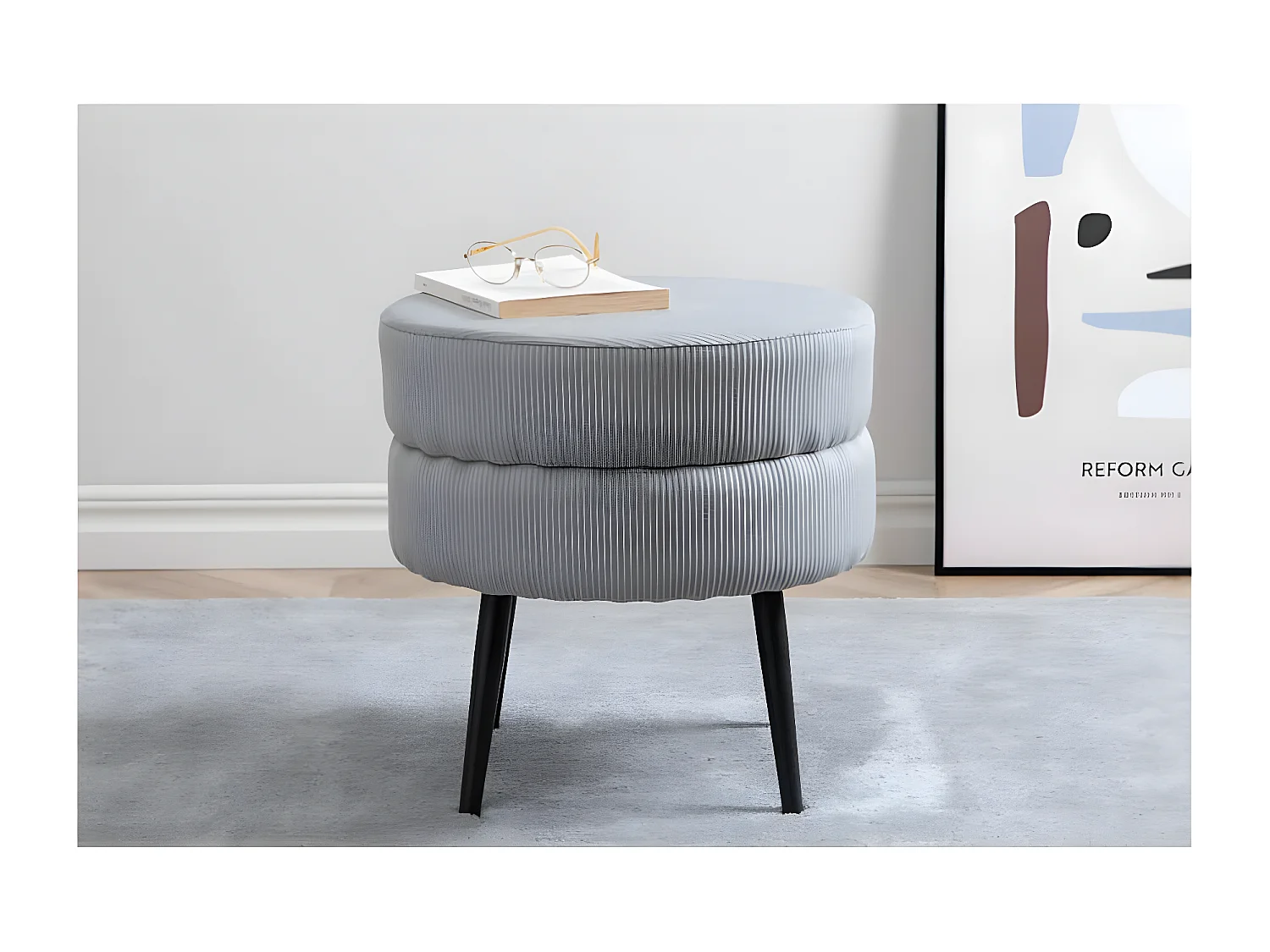 Pot Pouf Ø40cm Samt grau.