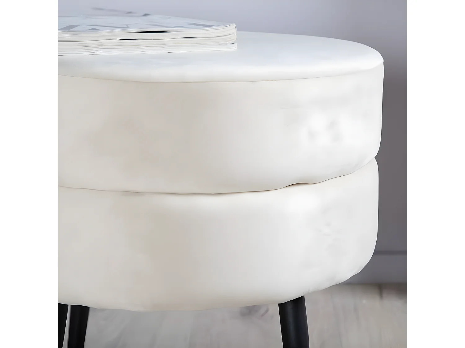 Pot poef Ø40cm velours beige.