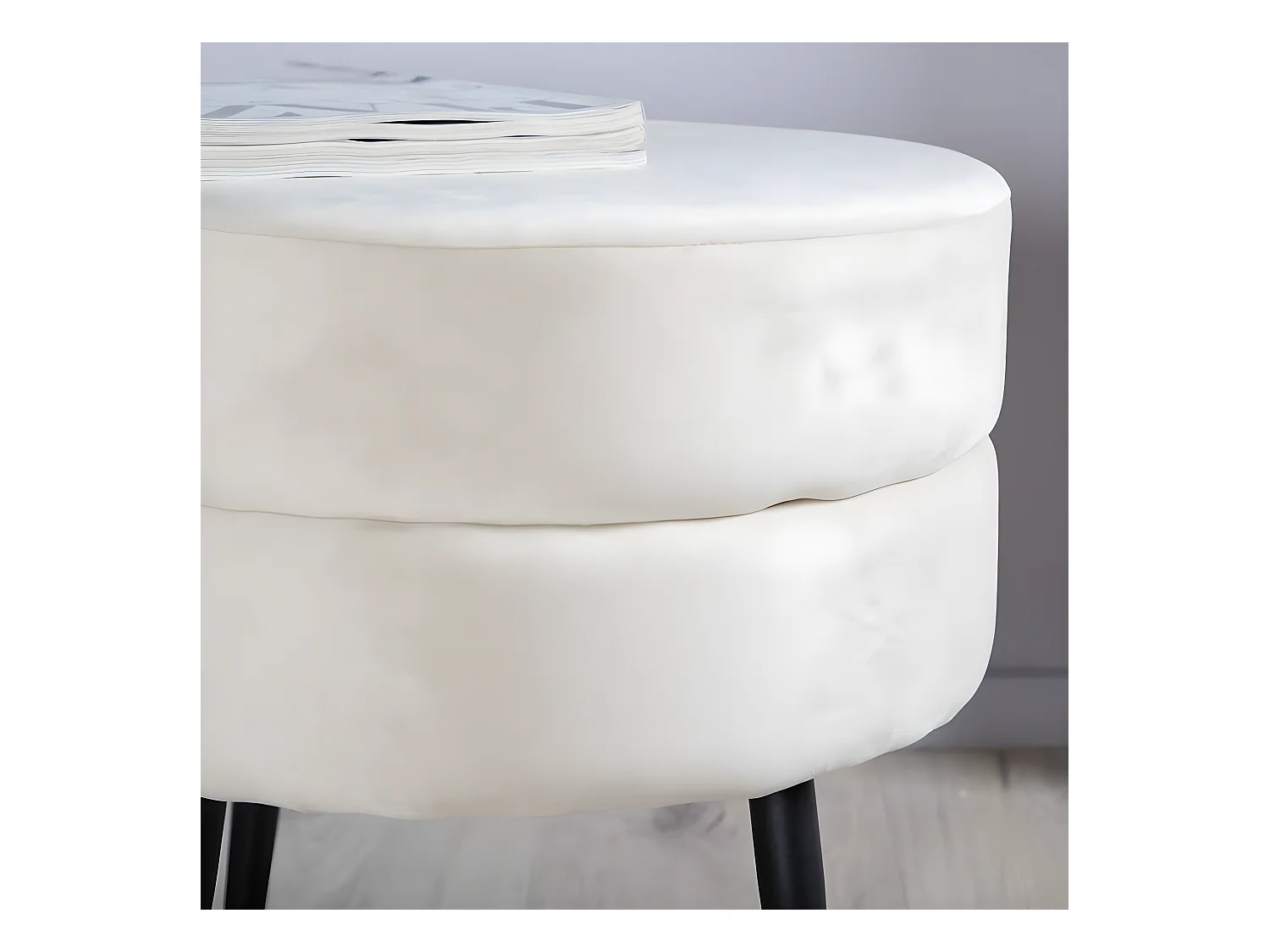 Pot poef Ø40cm velours beige.