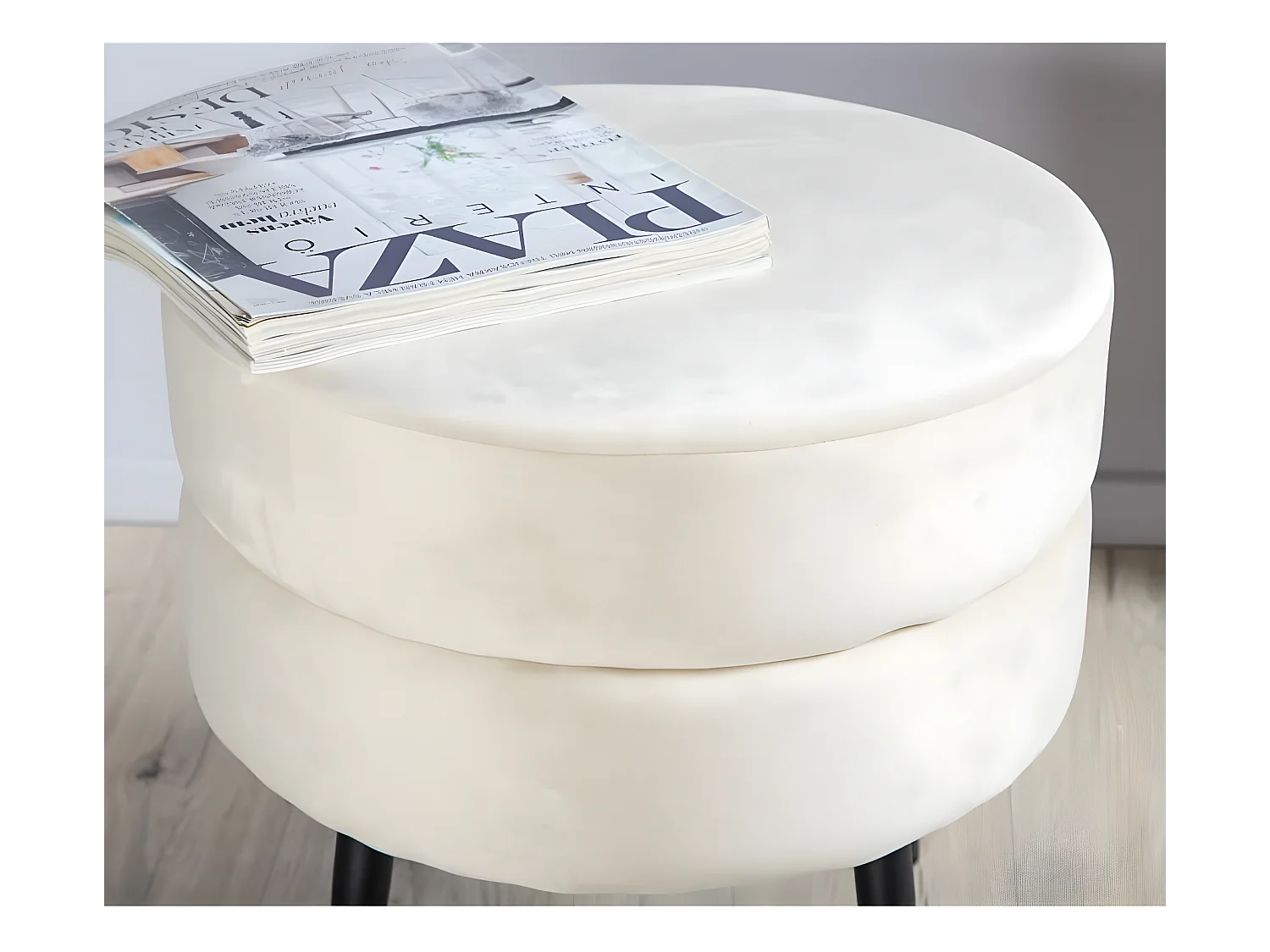 Pot poef Ø40cm velours beige.