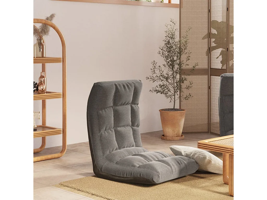 Chaise pliable de sol Gris clair Tissu