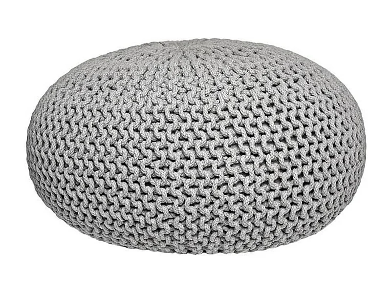 Pouf tricoté Coton L Gris clair