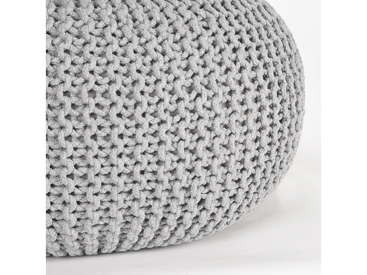 Pouf a Maglia in Cotone L Grigio Chiaro