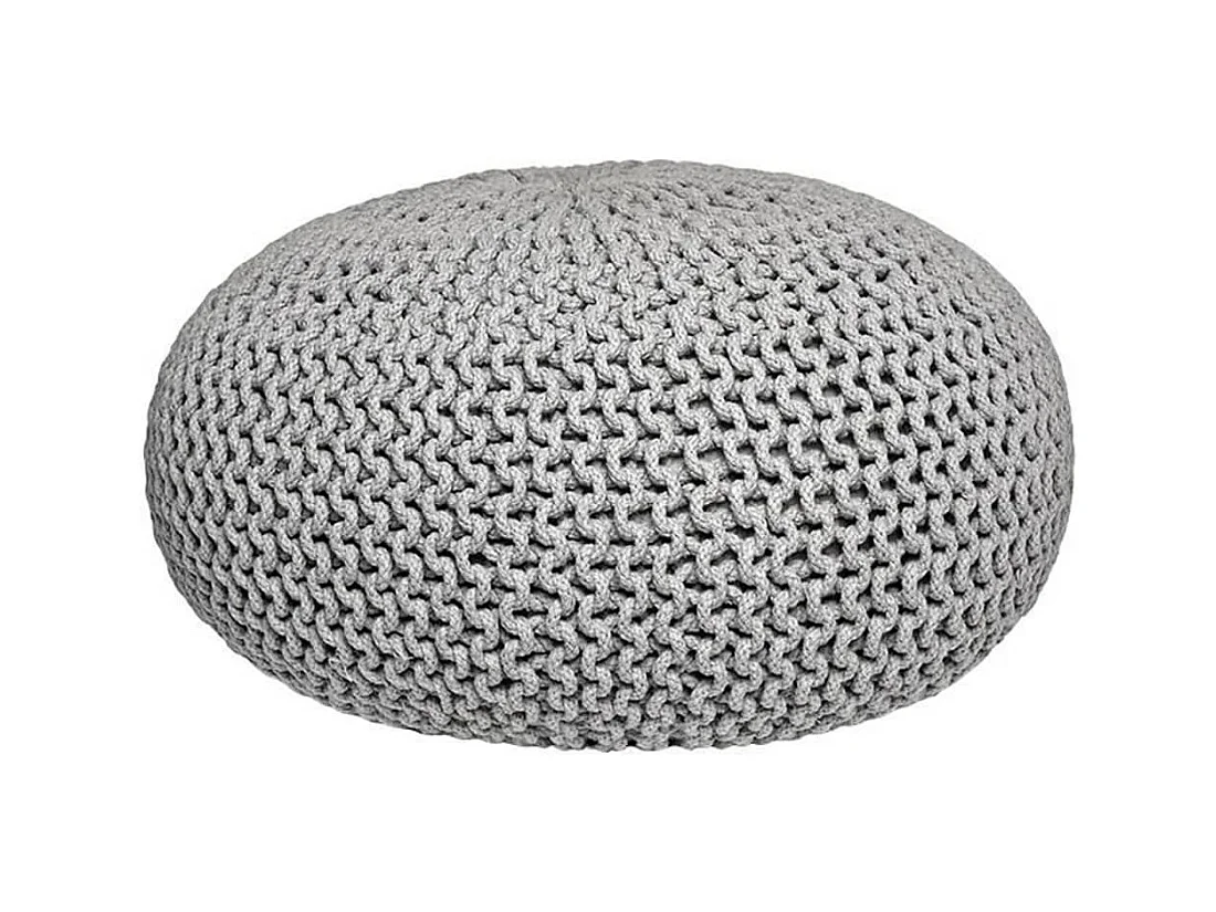 Pouf tricoté Coton L Gris clair