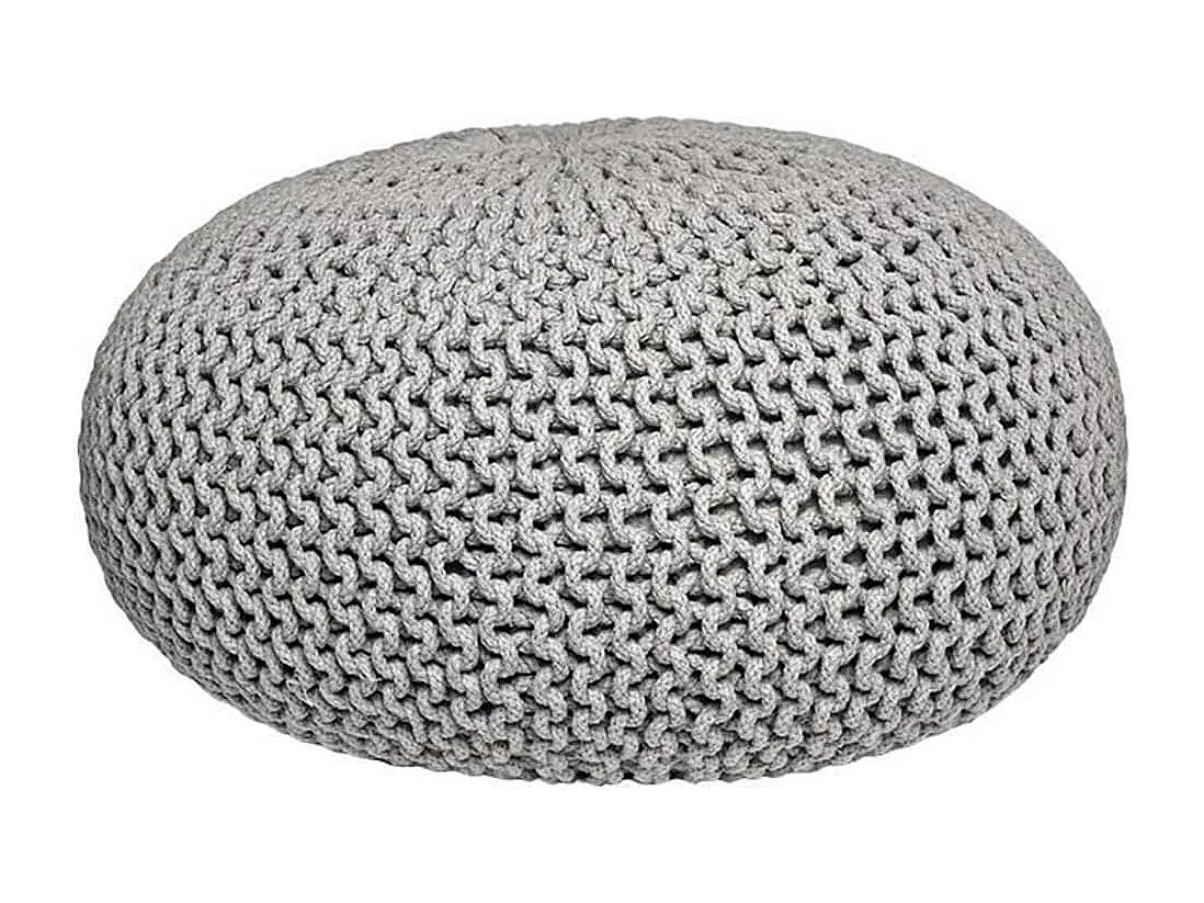 Pouf tricoté Coton L Gris clair