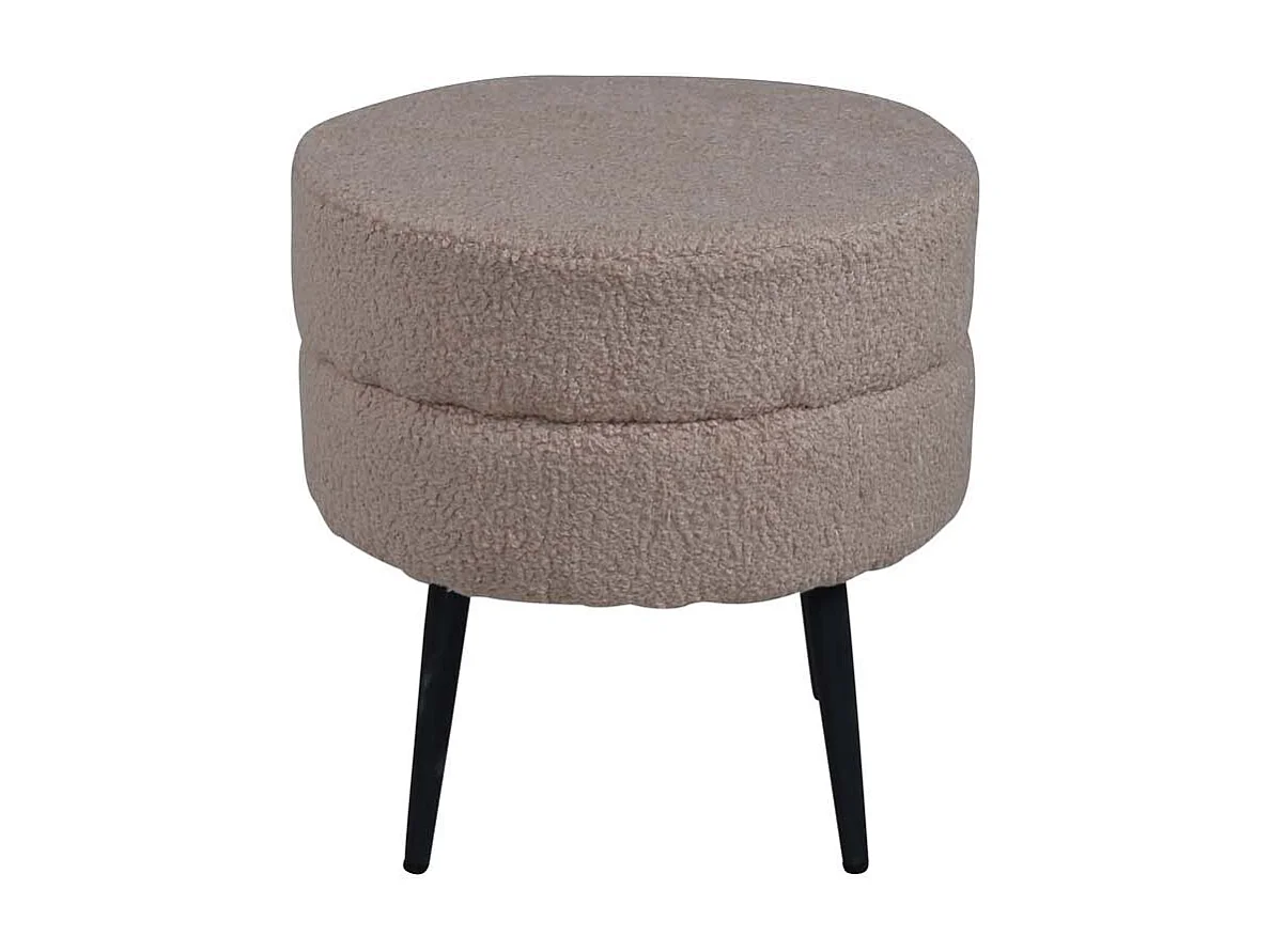 Poef Pot 40x40x40 cm teddystof zwart en beige