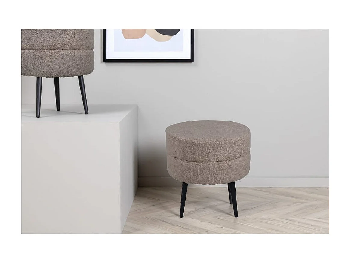 Poef Pot 40x40x40 cm teddystof zwart en beige